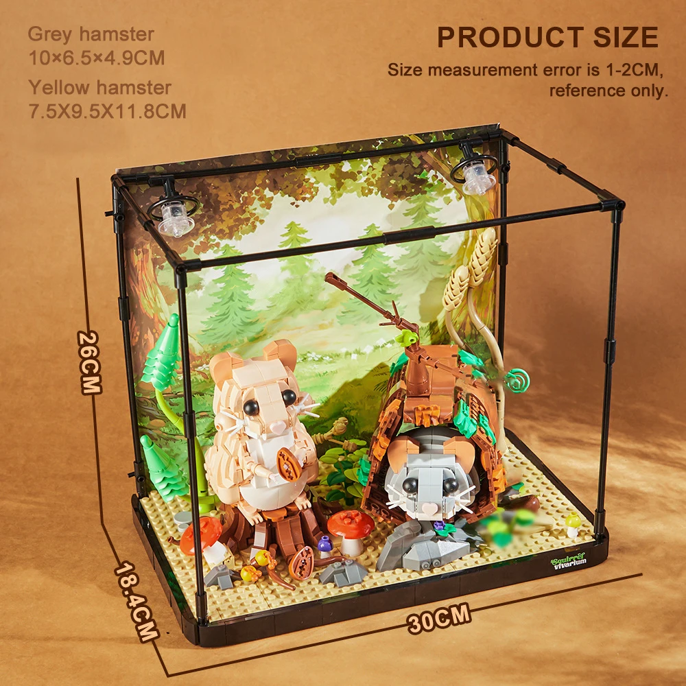 Terrarium Hamster Animal Model Building Block Brick Boy Assembly Construction Toy For Children Kid DIY Game Home Desk Decor