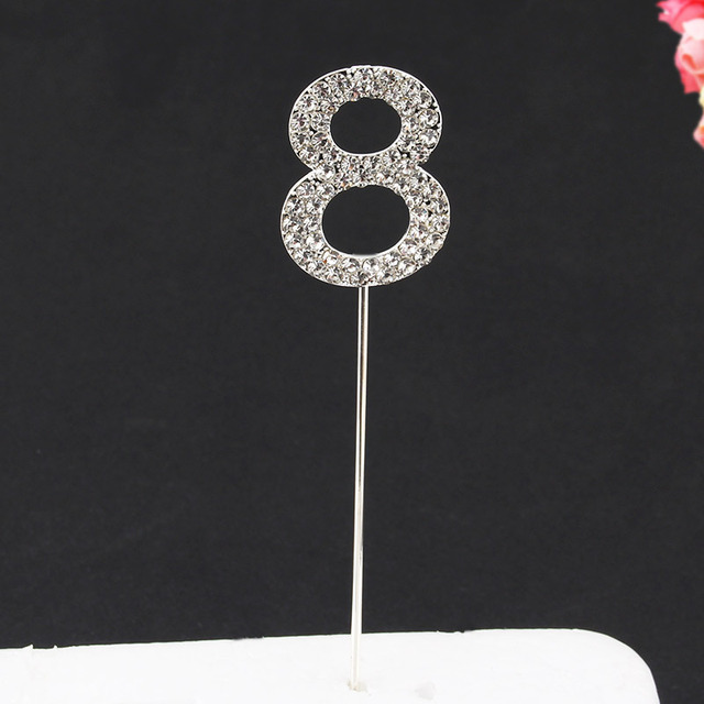Topper Happy Birthday Party Glitter Alloy Rhinestone 1-9 Number Baby Shower Birthday 1 Year Birthday Digital Diy Cake Decor