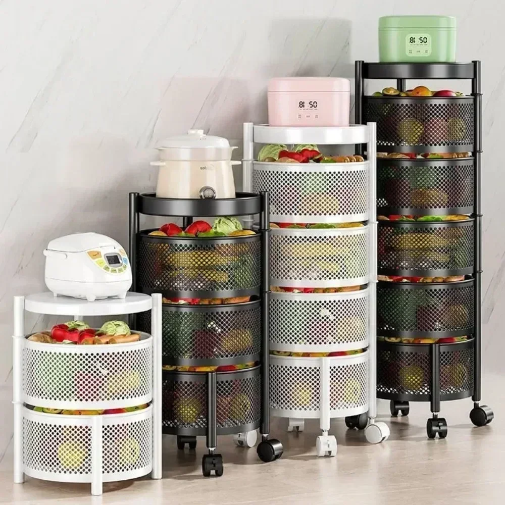 Circular Kitchen Storage Rack Multi-Layer Vegetable Basket Round Kitchen Rotating Storage Rack Circular
