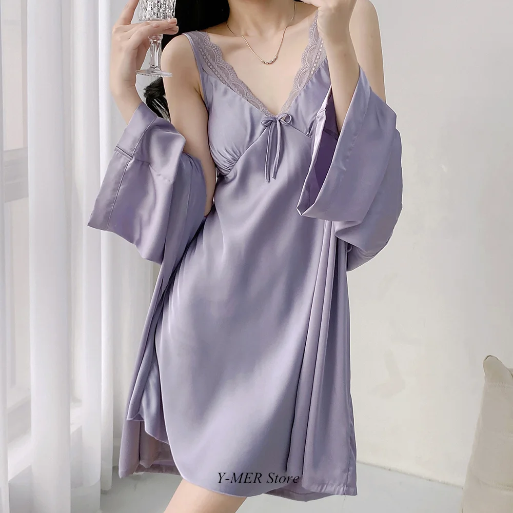 

Женская элегантная кружевная ночная рубашка, белый вискозный халат, костюм для свадебной вечеринки, домашняя одежда, весенне-летняя одежда для сна на бретелях-спагетти