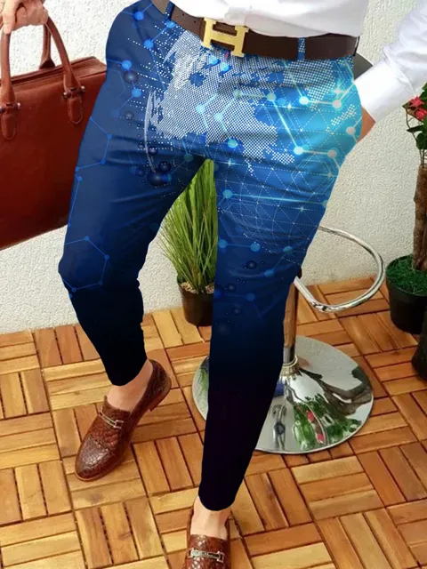2022 NEW Men Business Casual  Trousers Retro Pattern Print Straight Long Pants Mens Spring Autumn Fashion Streetwear CK-16