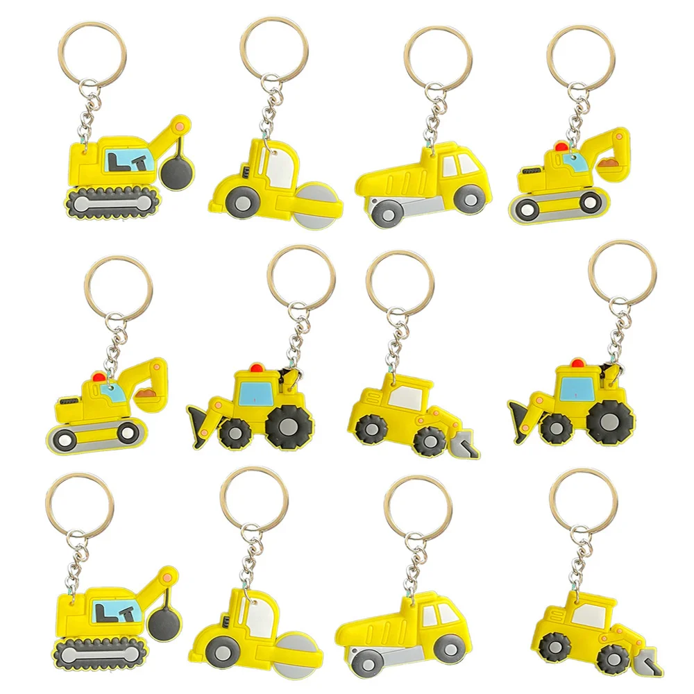 

12PCS Construction Party Favors Keychains for Kids Construction Theme Birthday Decoration Engineering Excavator Tractor Keychain