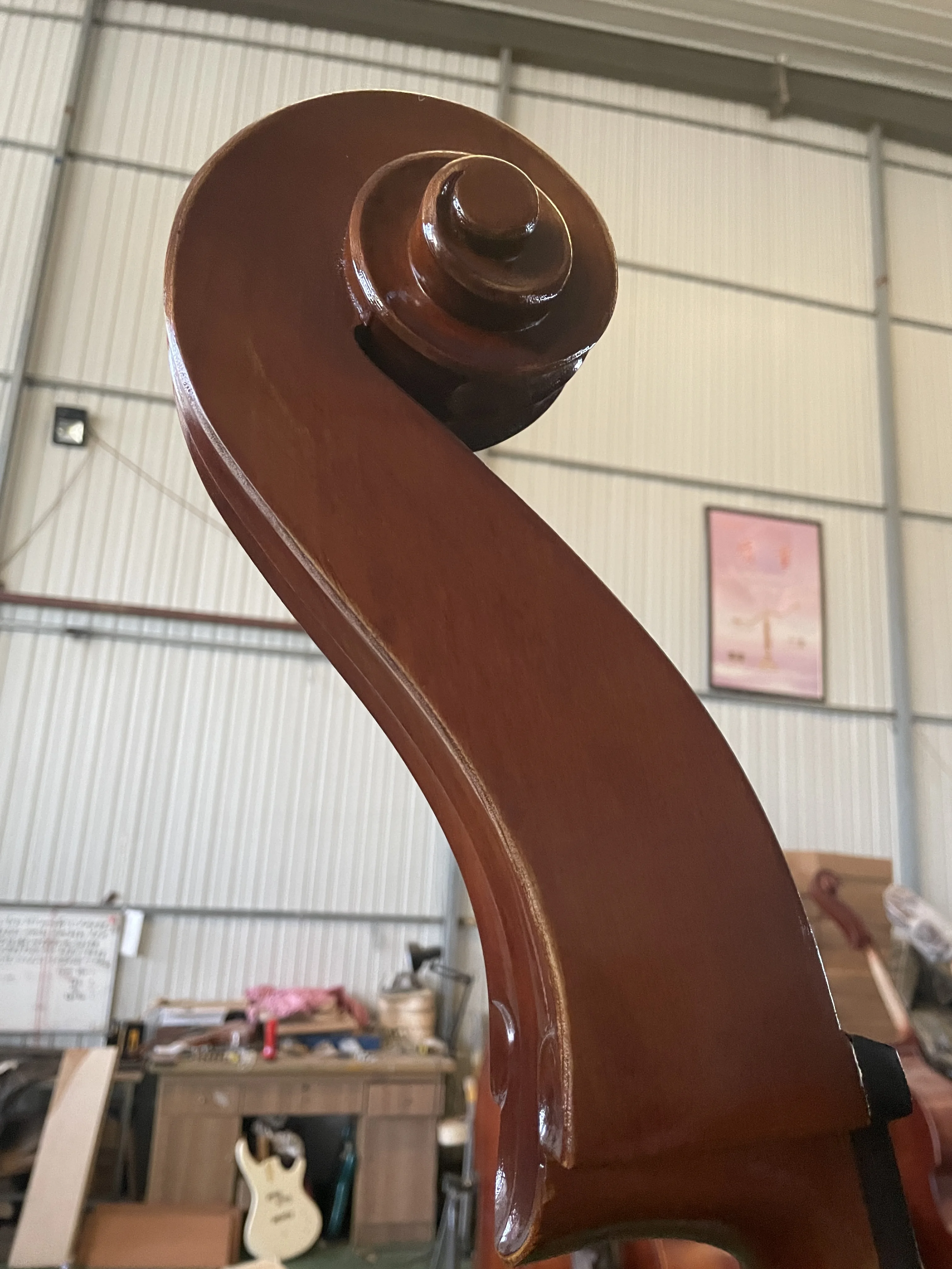 Double bass, high quality, shovel maple back, spruce lion head, upright control, all accessories, 3/4
