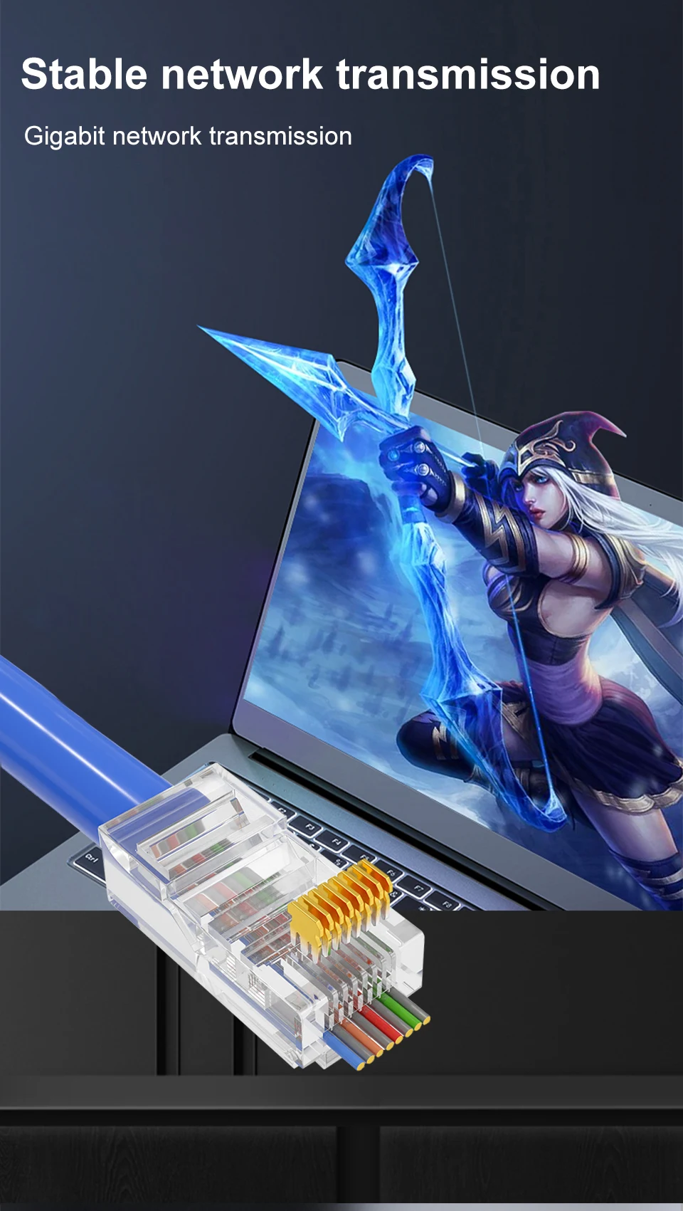 ONTi 10/50pcs CAT6 CAT5E Pass Through RJ45 Modular Plug Network Connectors UTP 50μ Gold-Plated 8P8C Crimp End for Ethernet Cable