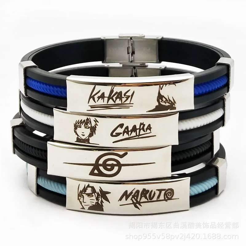 

New Naruto Bracelet Cartoon Silicone Metal Silica Gel Uchiha Itachi Kakashi Anime Action Figures Accessories Children Toys Gifts