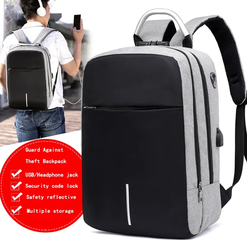 

Men Multifunction Anti Theft Backpack 15.6" Inch USB Charging Laptop Backpacks Waterproof Schoolbag Business Travel Bags for Men