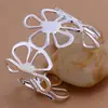 Silver Color Open Bangles Composed Of Four Flowers 5 Petals Adjustable Size Artistic Design Cuff Bracelet Silver Plated Jewelry 4