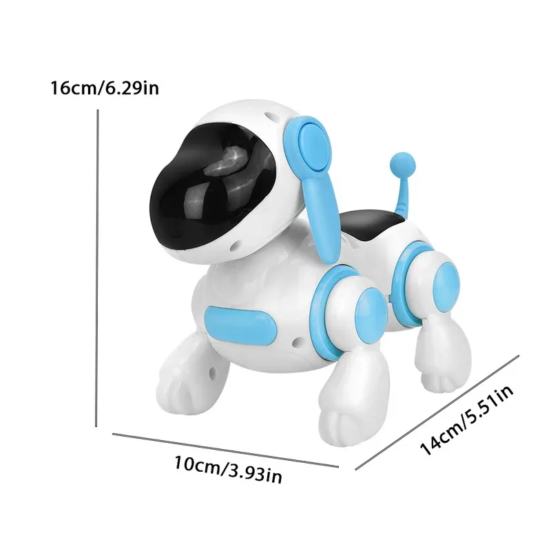 Intelligent interactive robot dog simulates walking emits light makes sound plays music without battery