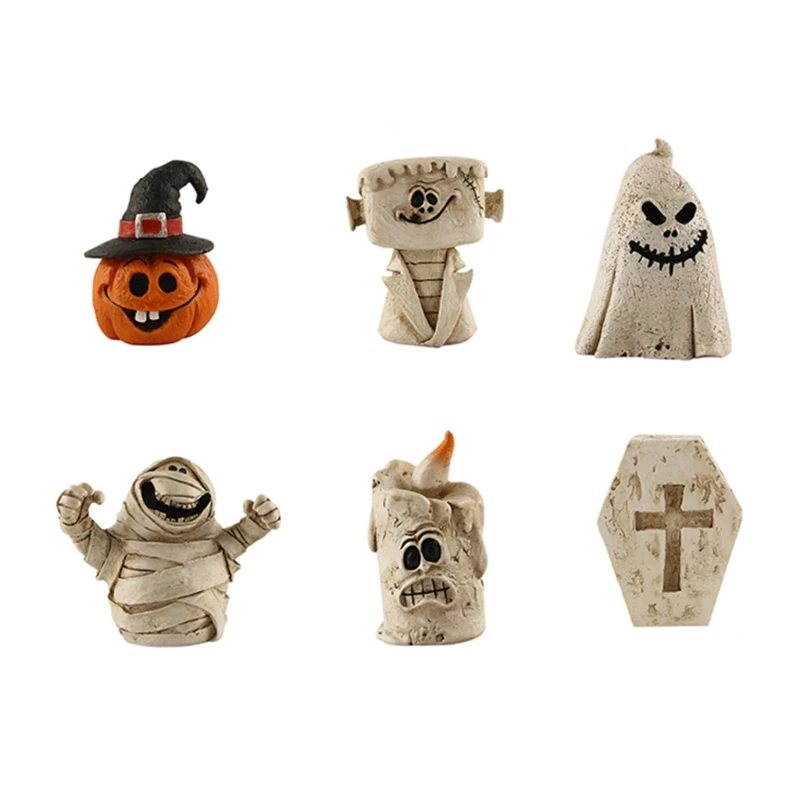 

Halloween Ghostly Statue Resin Mummy Sculpture Spooky Decor Handmade Crafts
