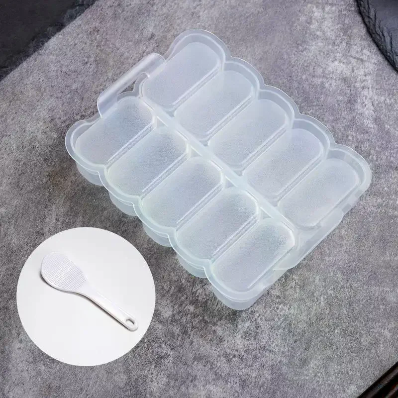 10칸 쌀밥 틀, 밥주걱 포함, 스시 논스틱 압력 보관함, 도시락 도구, DIY 홈키친 투명 오니기리 틀