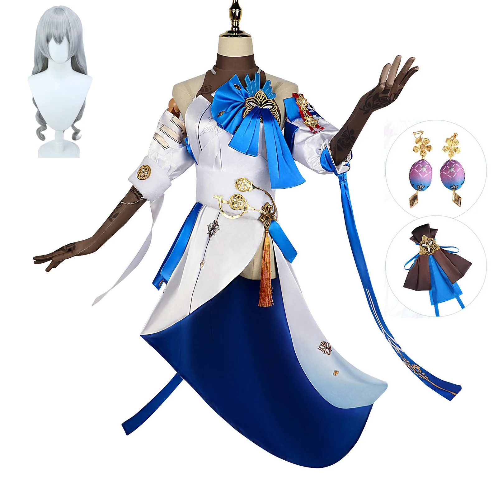 

Honkai Star Rail Bronya Cosplay Costume Uniform Wig 18Pcs Mascot Accessories Sexy Women Halloween Performance Party Clothes