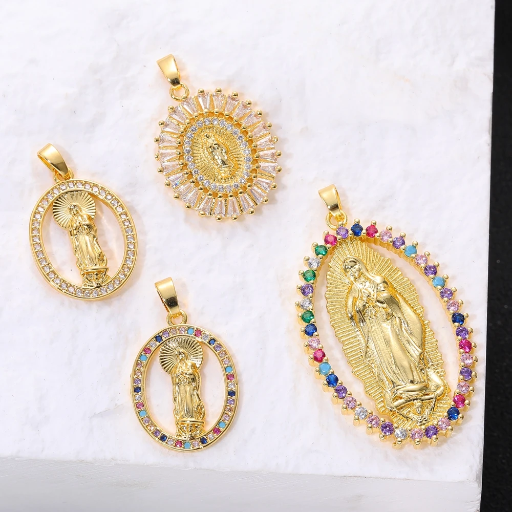 Juya handgemachte 18K echt vergoldete christliche Heilige Maria Jungfrau Emaille Charms für DIY Frauen religiöse Handarbeit Schmuckherstellung – Detail 10