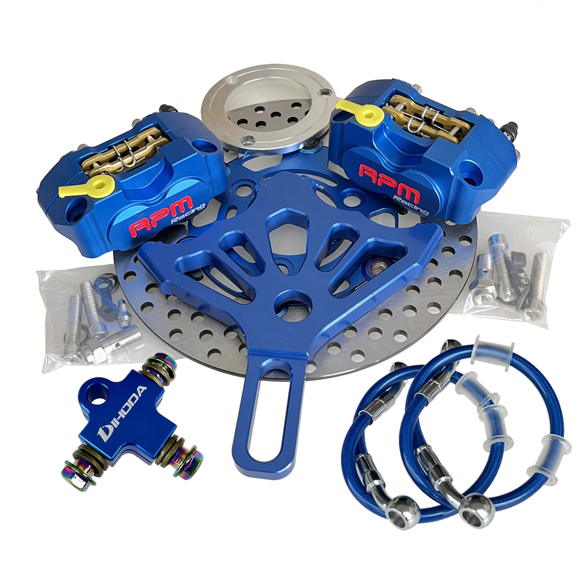 Bremssattel Motorrad Bremssattel vorne hintere Scheibenbremszylinderadapter  220 200mm / fit für Kawasaki/fit für radial montieren sabper (Color : Blue)  : : Auto & Motorrad