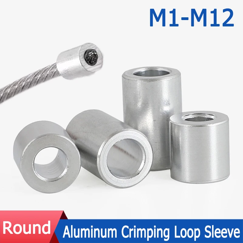 1-100pcs M1-M12 Aluminum Crimping Loop Sleeve Wire Rope Ferrule Round ...