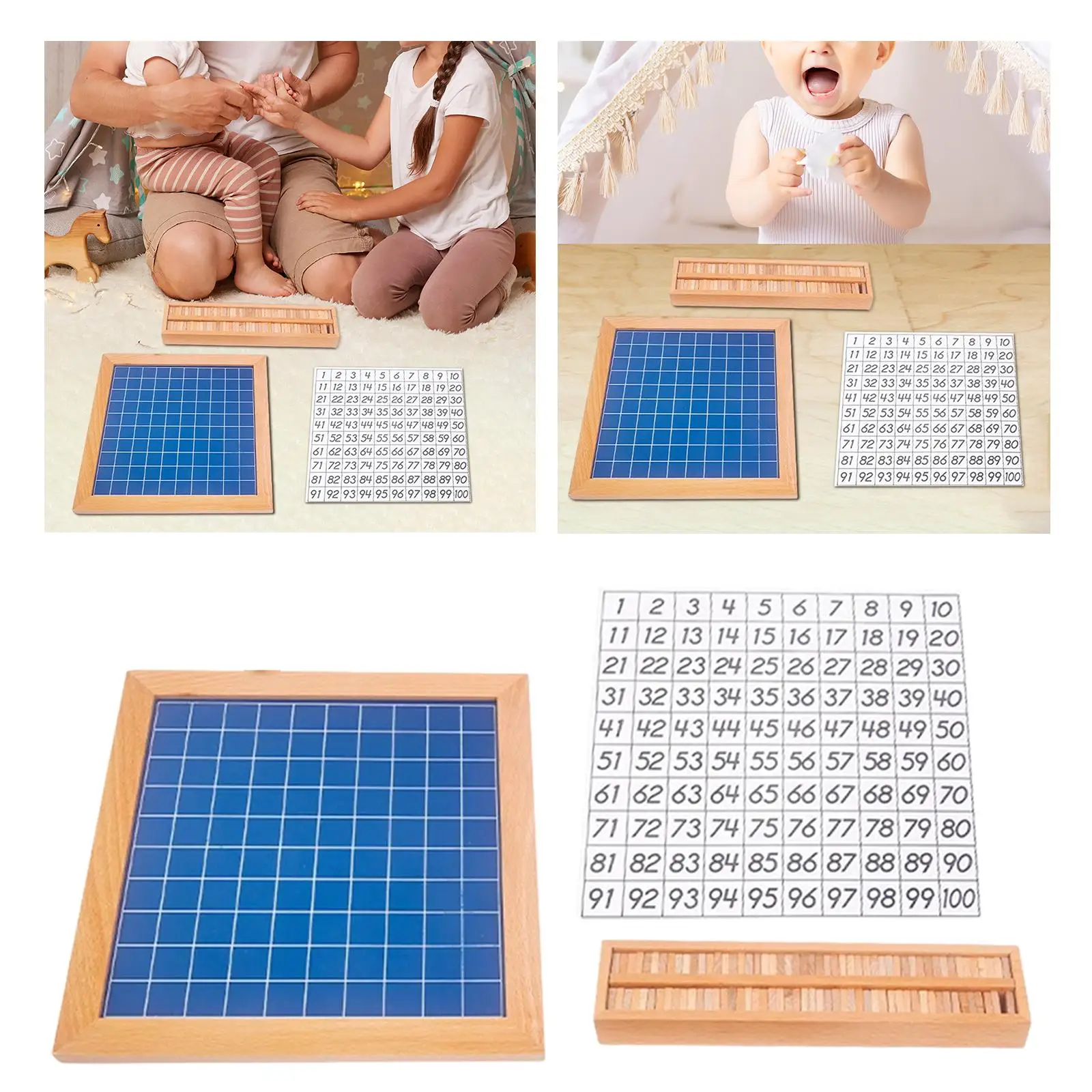 

Montessori 1-100 Number Board Wooden Hundred Board Toy Learning Activities 1 to 100 Consecutive Numbers for Preschool Gift Kids