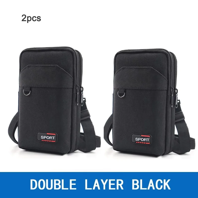 Waterproof Men's Double Layer Waist Bag with Crossbody Strap