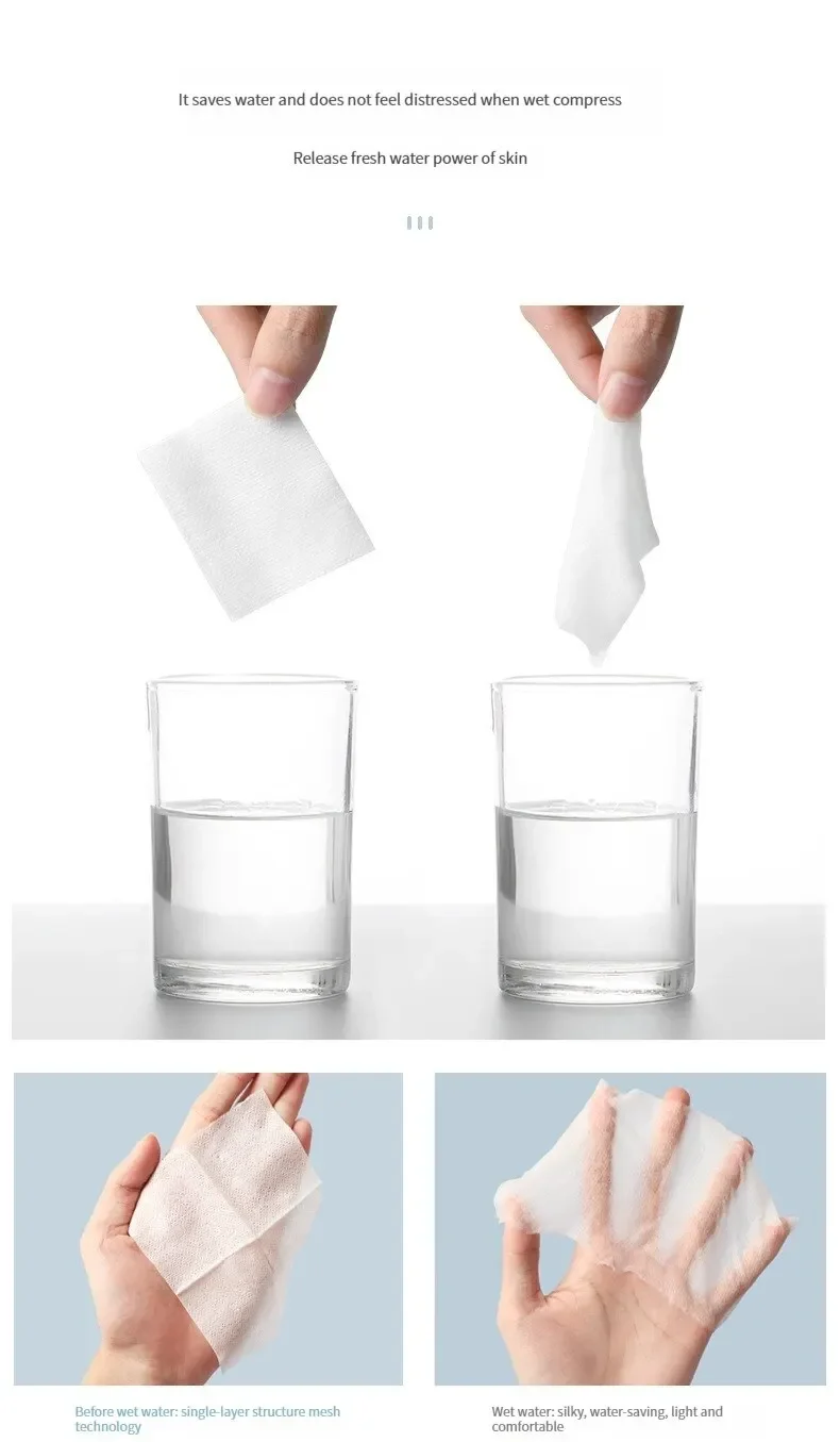 Description Picture 6 of itemWet Cotton 200PCS Stretch Disposable Water Saving Cotton Pad Portable Makeup Removal Cotton Piece Breathable Facial Mask Paper