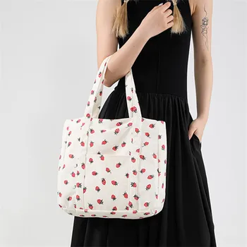 سروال قصير حقيبة يد الفراولة حقيبة شاطئية حقيبة كتف عصرية متعددة الاستخدامات سعة كبيرة بسيطة ركاب حقيبة حمل نسائية Bolsos 4