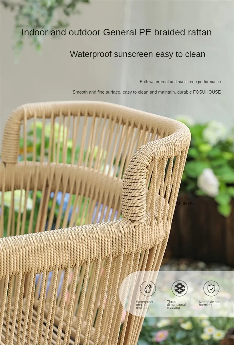 Courtyard Garden Furniture Sets New Chinese Rope Weaving Table and Chairs Three-piece Set Outdoor Balcony Table and Chairs Set B