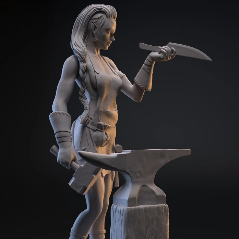 Resin Figure 1/24 Scale 75mm Blacksmith Girl Diy Miniatures GK Model
