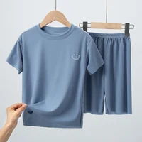 2/4 Pieces Children's Summer Thin Short-sleeved Shorts Ice Silk Suit Boys and Girls Casual Joker 3