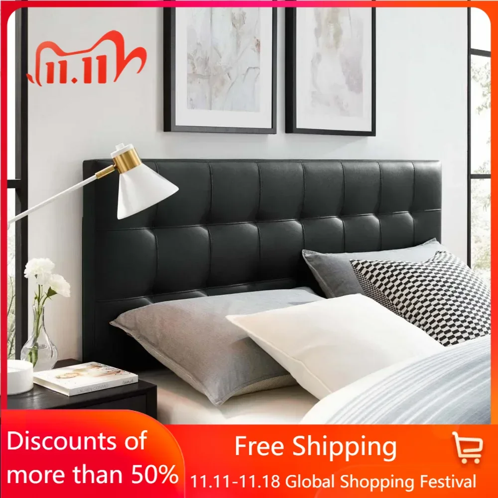 Headboard ,Tufted Faux Leather Upholstered King Headboard in Black ,suitable for A Kid's Bedroom, Guest Room, or College Dorm