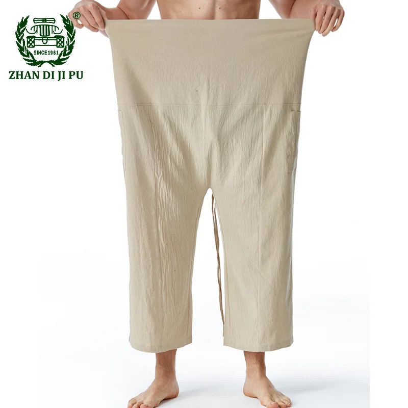 

Mens Daily Thai Fisherman Linen Pants Summer Womens Loose Yoga Pirate Harem Pants Baggy Hosen Homewear Quick-Dry Trousers Unisex