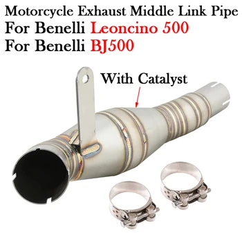 Slip-On For Benelli Leoncino 500 BJ500 Motorcycle Exhaust With Catalyst Modify Escape Moto Muffler Bike Tube Middle Link Pipe