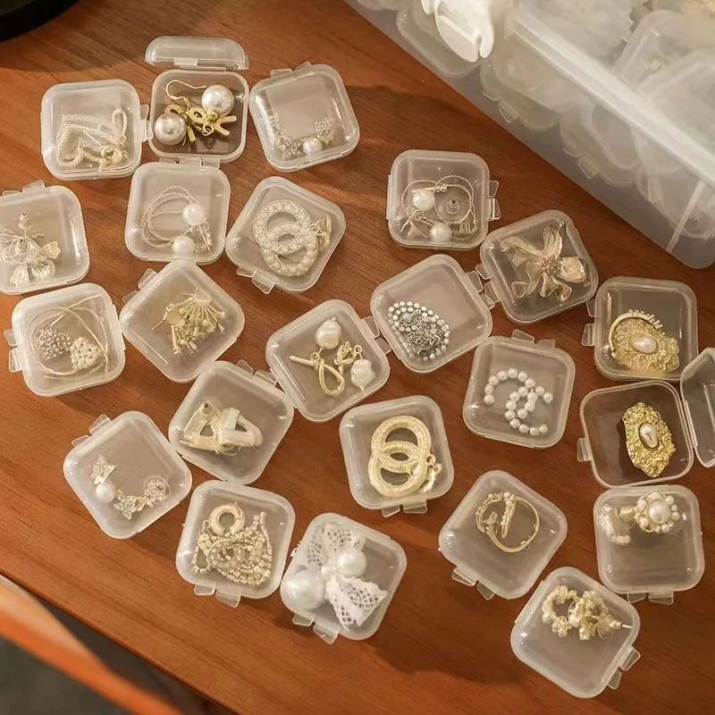 Mini Boîte de Rangement de Bijoux Portable en Plastique Transparent, Emballage Simple pour Accessoires de Boucles d'Oreilles, Nouveau Carré, 10 Pièces