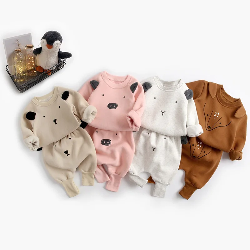 

FINEPAT Winter Baby Clothing Set Animal Style Boys Bear Suit Fleece Girls Hoodie Suit