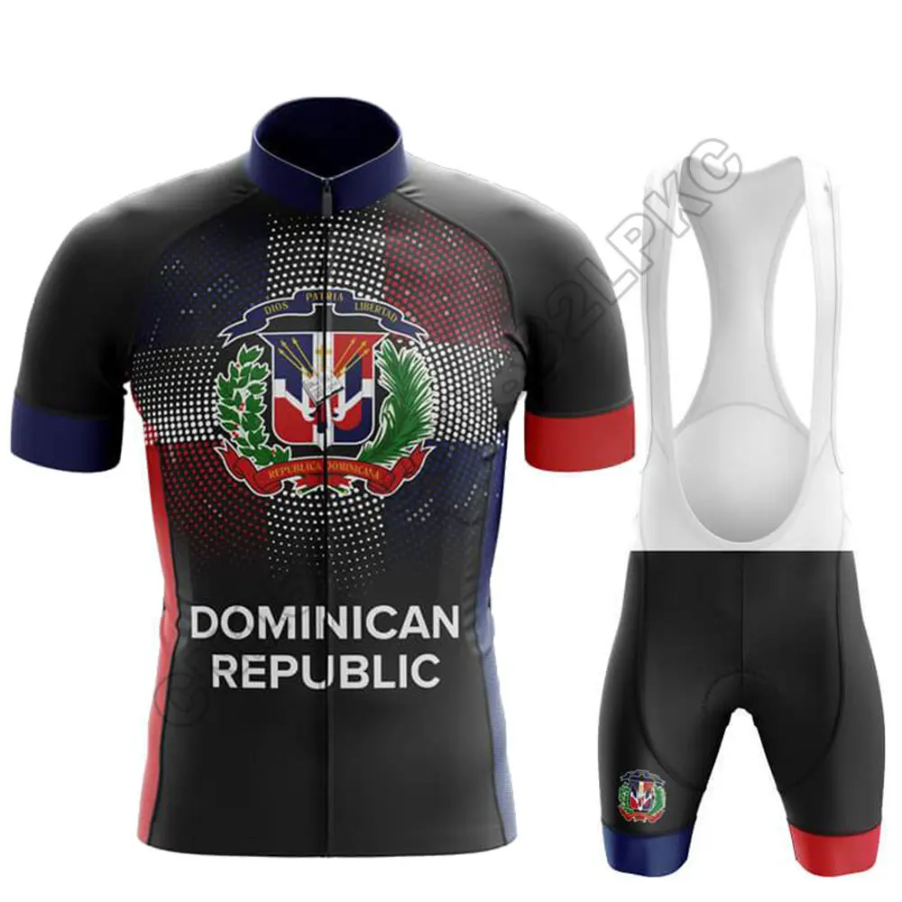 Dominican Republic Men's Summer Short Sleeves Cycling Jersey Set MTB Bike Uniform Triathlon Breathable Ropa Ciclismo Verano