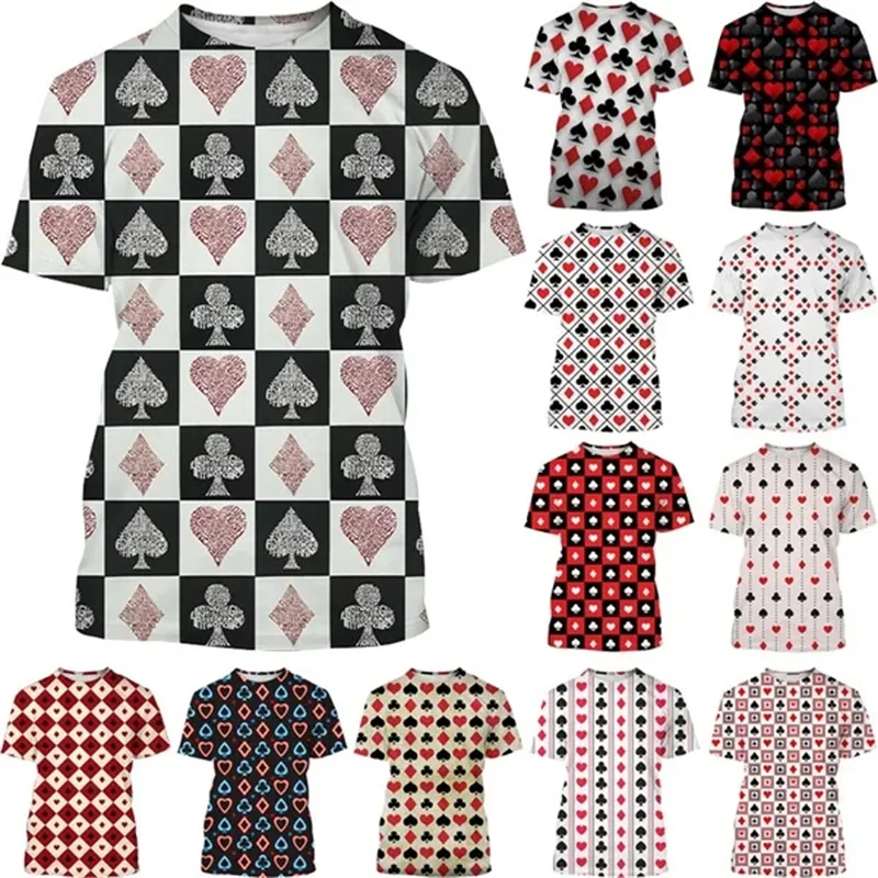 

Футболка мужская с графическим принтом покера, Повседневная модная уличная одежда в стиле Харадзюку с короткими рукавами и карточными играми, женская одежда для пар