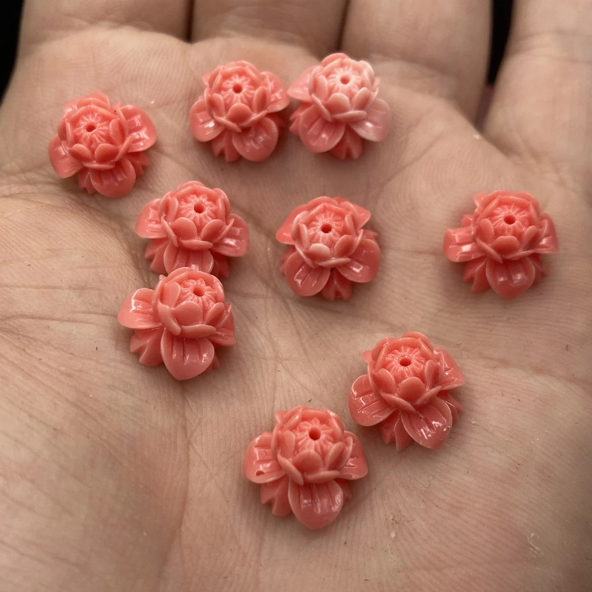 10Pcs 로터스 스론 루즈 비즈 쉘 파우더 아이솔레이션 비즈 쥬얼리 만들기 DIY 팔찌 목걸이 체인 액세서리