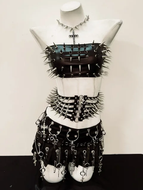 Spikey Strapless Top Waspie Belt and Skirt 4