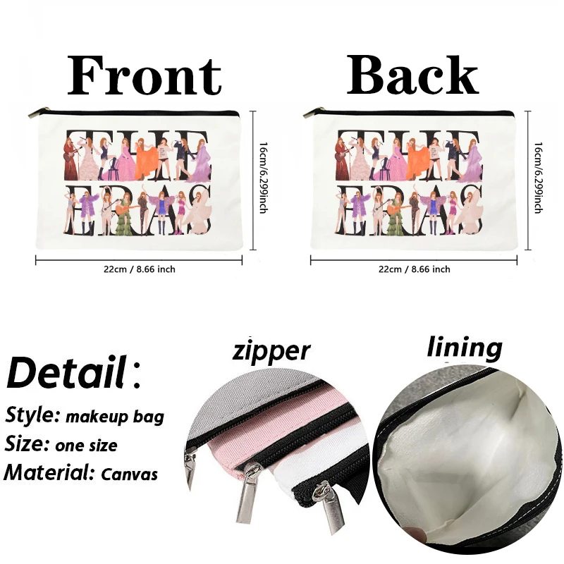 Swiftie Merch TS Album Pattern Women Makeup Bag Best Gift for Music Lovers Fans Fashion Cosmetic Organizer Toiletry Pouch 6