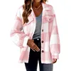 2024 Autumn Winter New Women's Clothing Pocket Plaid Lambswool Jacket Button Plush Coat Shacket 6