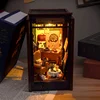 DIY Book Nook Wooden Miniature Model Kit Detective Agency Casa Bookend With Light 3D Puzzle Bookshelf Home Decor Friends Gifts 4