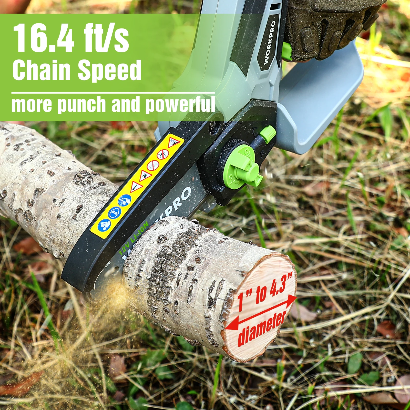 12V Mini Chainsaw Portable Electric Pruning Saw Rechargeable Small Wood Spliting Chainsaw Woodworking Tool for Garden