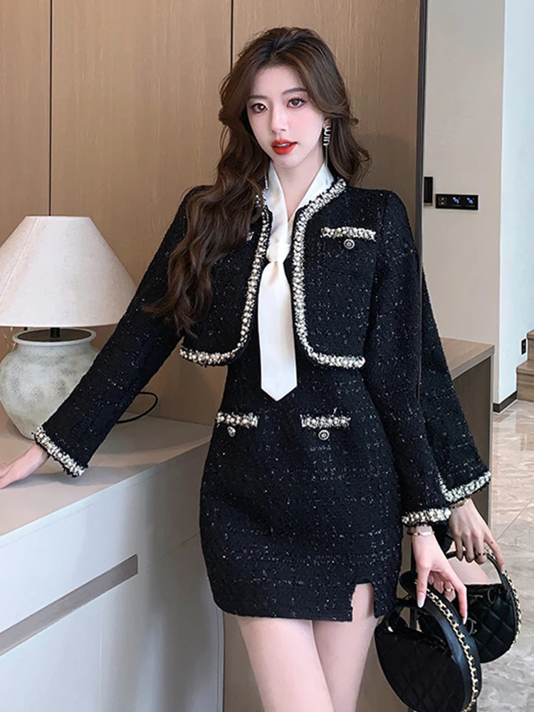 Fashion Ladies Black Pieces Outfits Women Elegant Coat Jacket