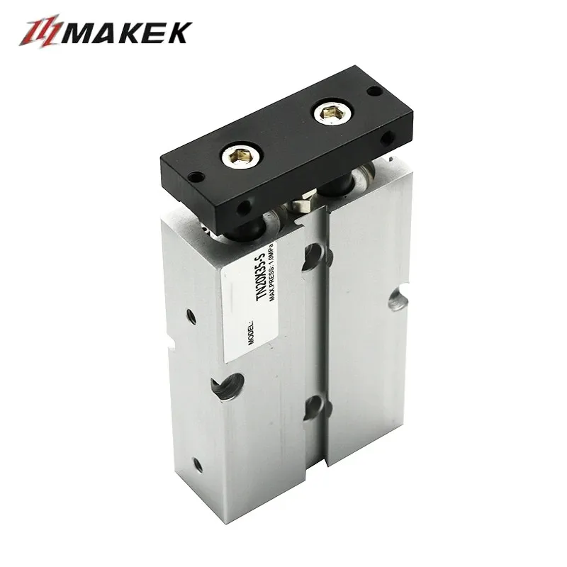 Doppia Asta Tipo Tn Cilindro Pneumatico Aria 20Mm Alesaggio 10Mm 16Mm 20Mm 25Mm 32 Piccola Corsa In Lega Di Alluminio 30 35 40 45 50 60 70 75Mm