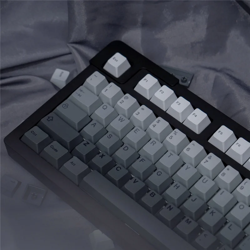 Gray Gradient Keycaps Top/Side Engraved PBT Material Dye Sublimation 125 Keys Cherry Profile For Mechanical Keyboard Keycaps