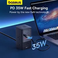 Baseus 35W Fast Charger Digital Power Strip 7-in-1 Charging Station 4000W Rated Power Digital Display For iPhone 15 14 Pro Max 6