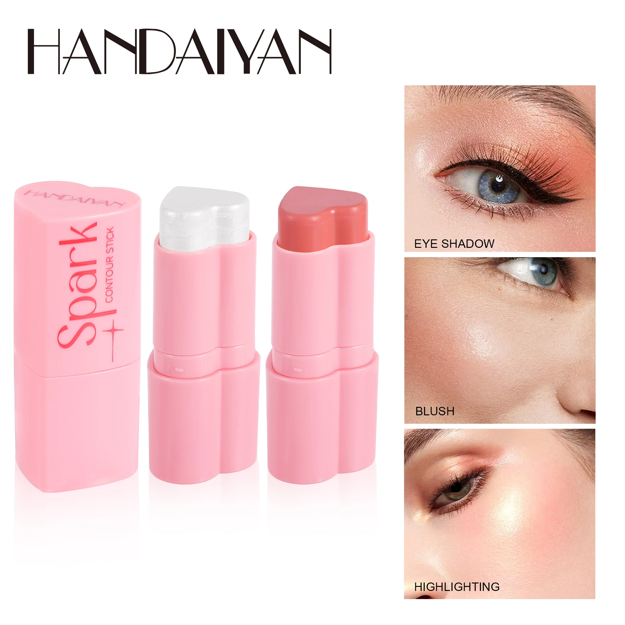 Heart Shaped Blush Stick Contour Highlighter Face Brightening Women Cosmetics