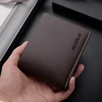 Cartera de cuero PU para hombres, cartera corta de estilo fino plegable, cartera con tarjetero para hombres jóvenes 6