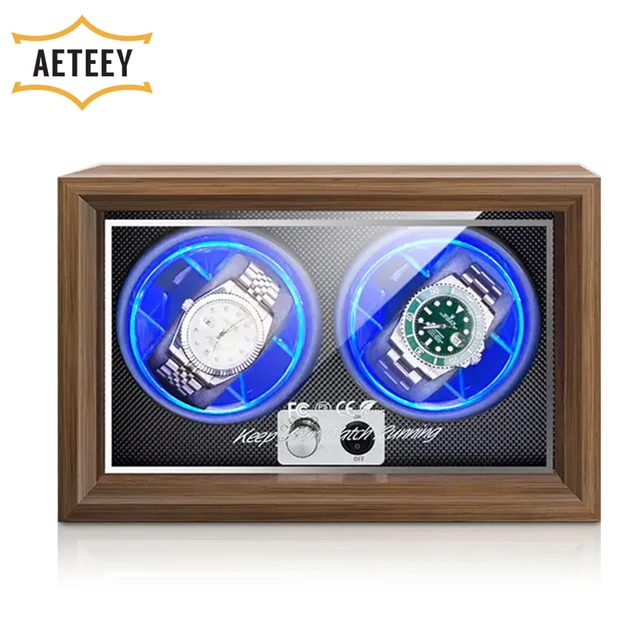 Remontoir de montre pour montre automatique Rolex, boîte à chaîne à deux  fentes, lumière LED bleue