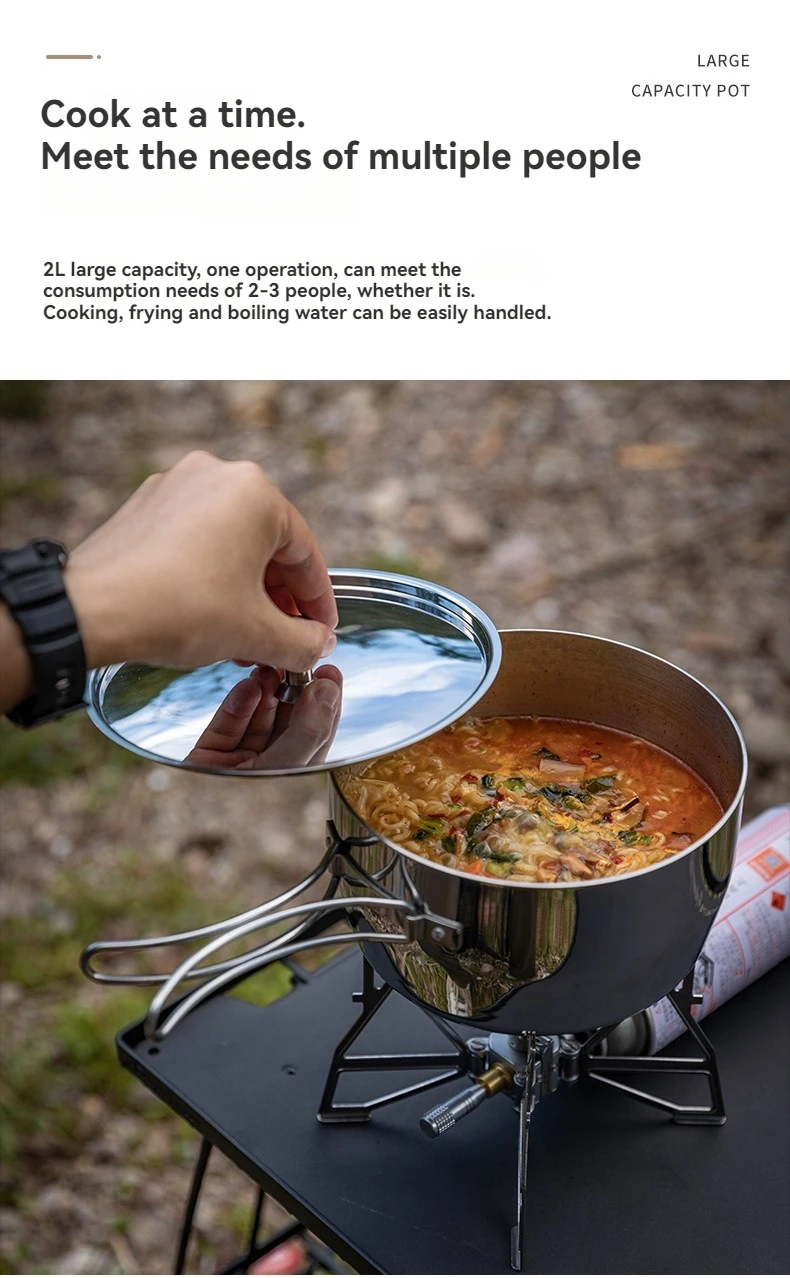 Camping moon verdickt Verbund Edelstahl Outdoor Camping Suppen topf, kochendes Wasser tragbare Picknick-Topf, Kochute nsilien – Detail 5