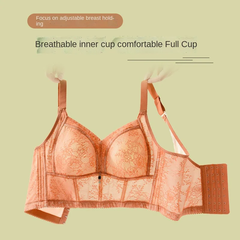 Large breasts, small rims and slim underwear women's full-cup adjustable anti-sagging bra lace bra   bras for women