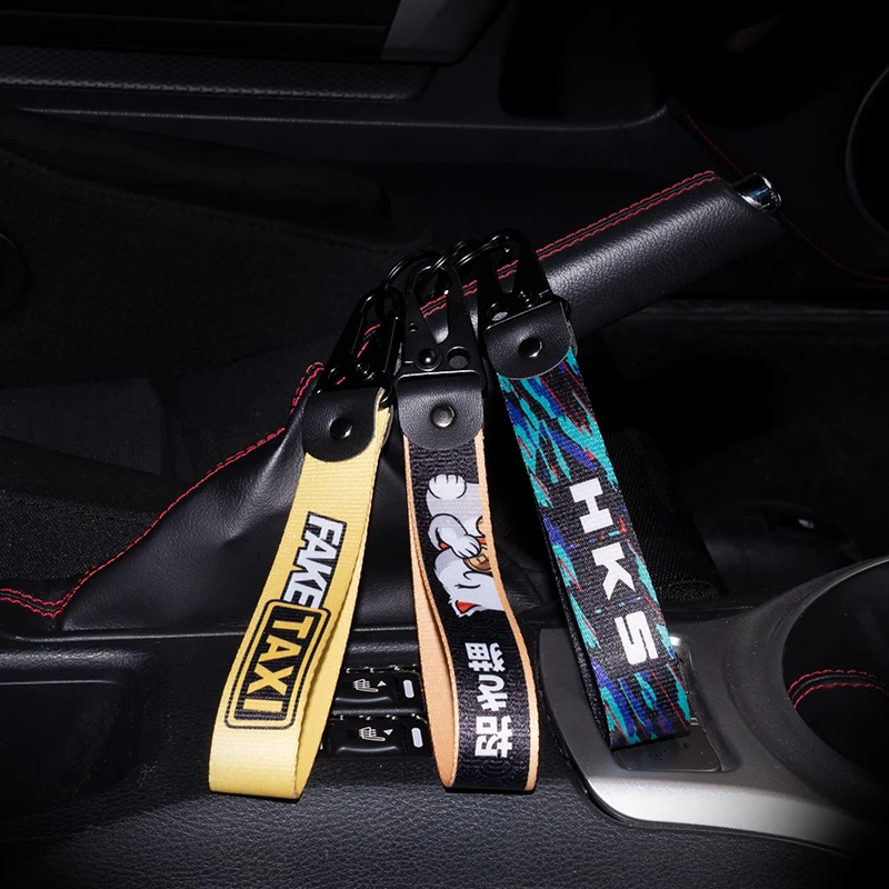 Anti lost keychain keychain holder 1PCS JDM Key Tag Racing Car Motorcycle Keychain Ring Car Lanyard Key Strap Accessories For Fake Taxi HKS