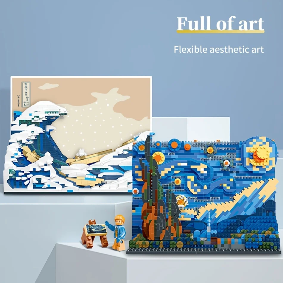 Pantasy Kanagawa Surfing Puzzle Ukiyo-E Building Block Decoration Creative Assembling Toy World Famous Painting Gift 2