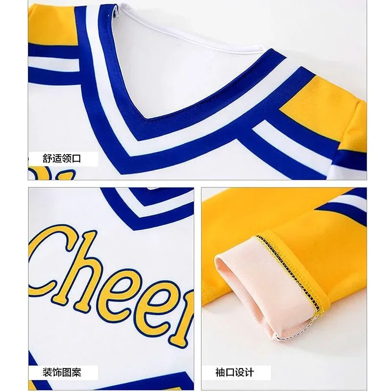 5Pcs/set Children Competition Cheerleaders Girl boy School Team Uniforms Kids Performance Costume Class Suit Kid Girl School Sui